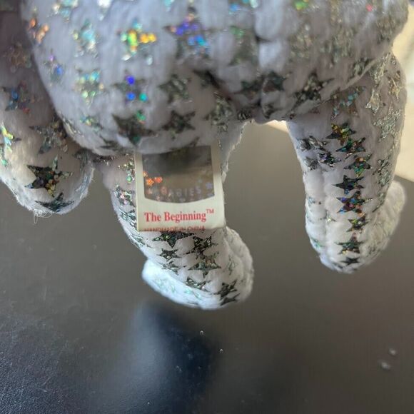 TY Beanie Baby The Beginning White Bear Silver Stars 8.5 Retired Rare Jan 1 2000 - Picture 12 of 16